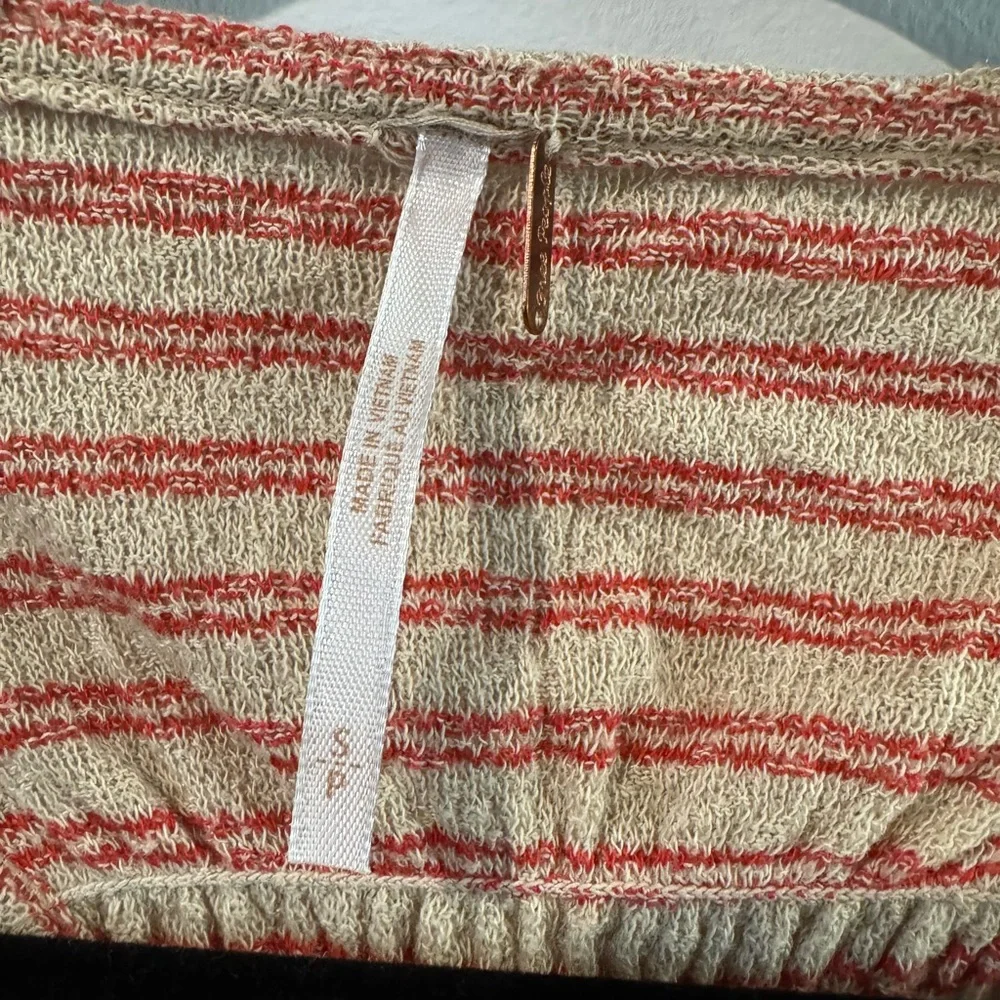 Free People Red Striped Tank with Floral Accents - Picture 2 of 4